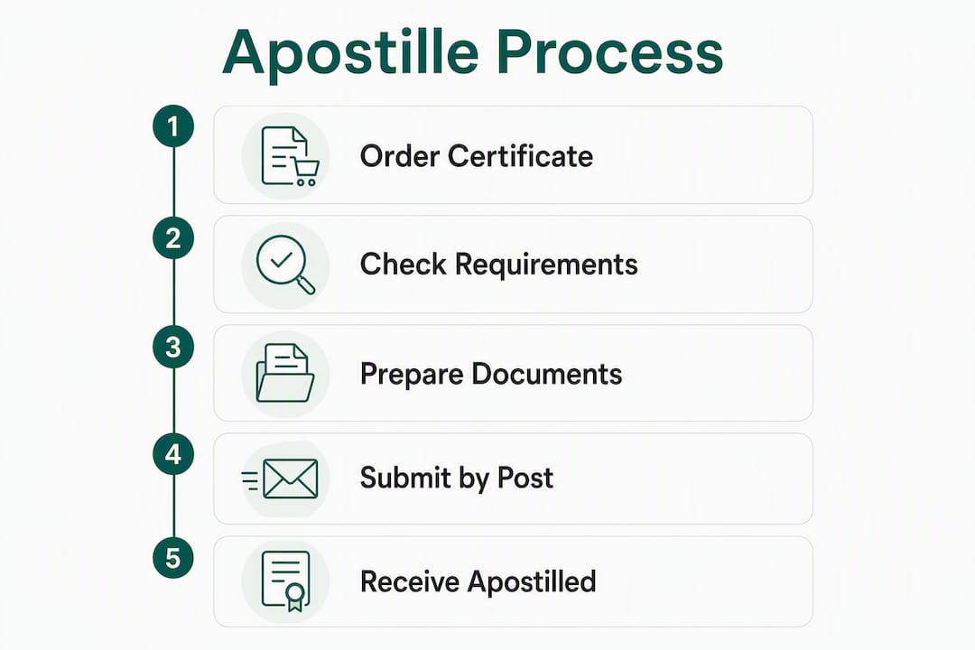 Infographic illustrating apostille process steps
