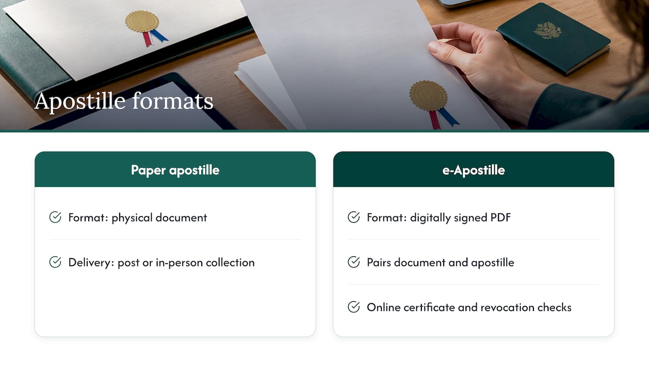 Paper and electronic apostille formats compared