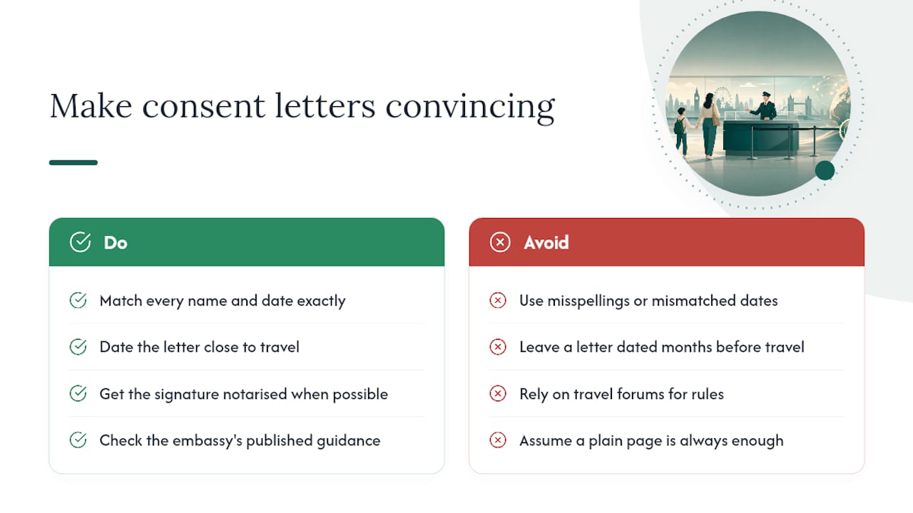 How to check a consent letter will hold up at the border — overview diagram