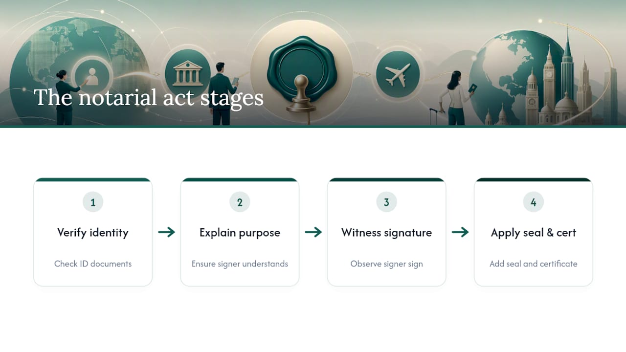 Four stages of a notarial act