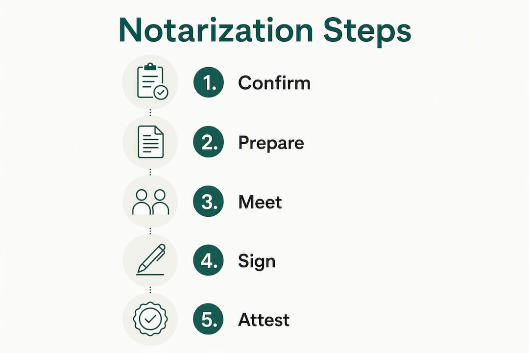 Infographic showing notarization process steps