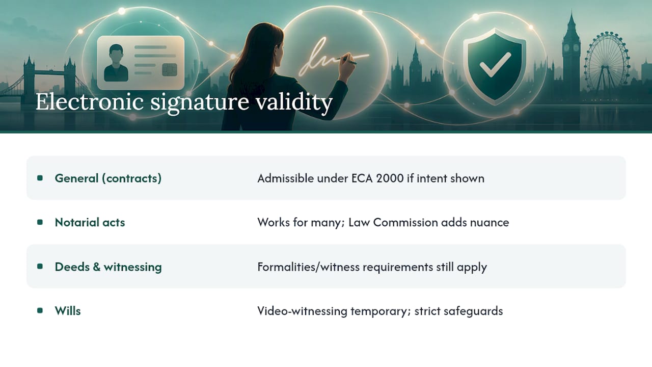 Are electronic signatures legally valid in the UK? — overview diagram