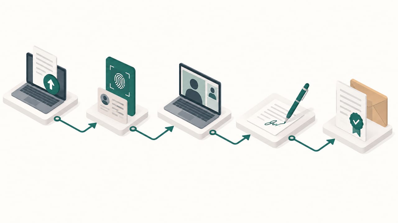 Online notarisation process stages