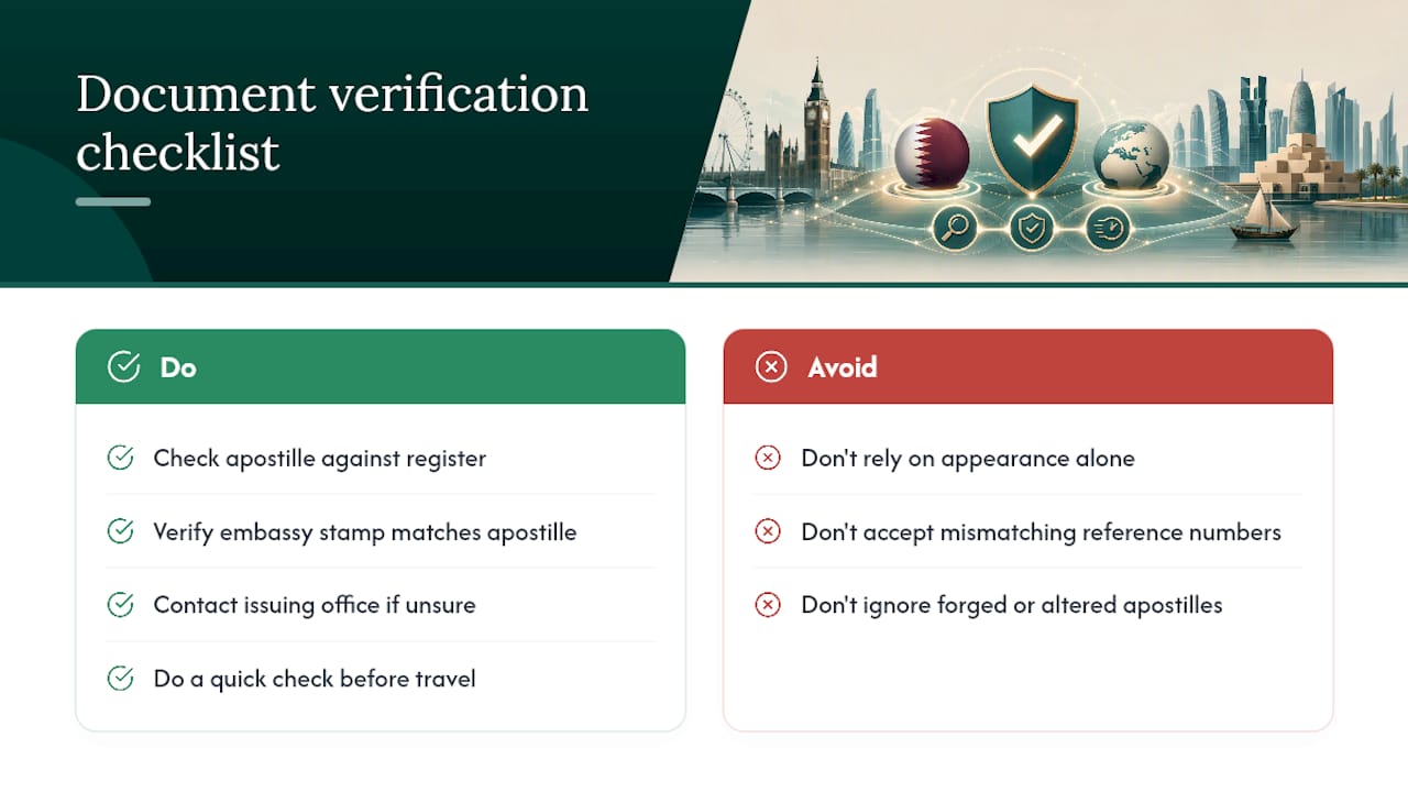 How do you verify a document's authenticity after legalisation? — overview diagram
