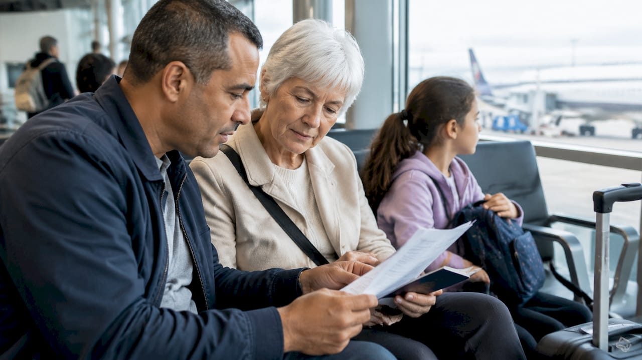 Family reviewing a child travel consent letter