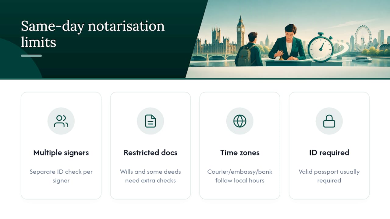 Four limitations affecting same-day notarisation