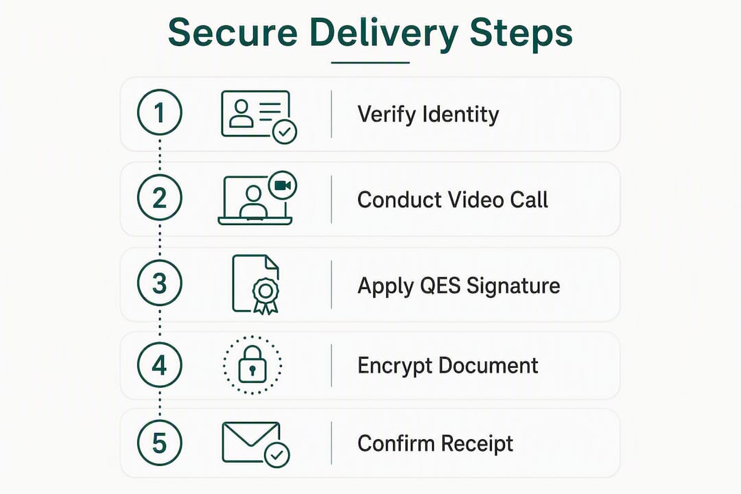 Infographic illustrating secure document delivery steps
