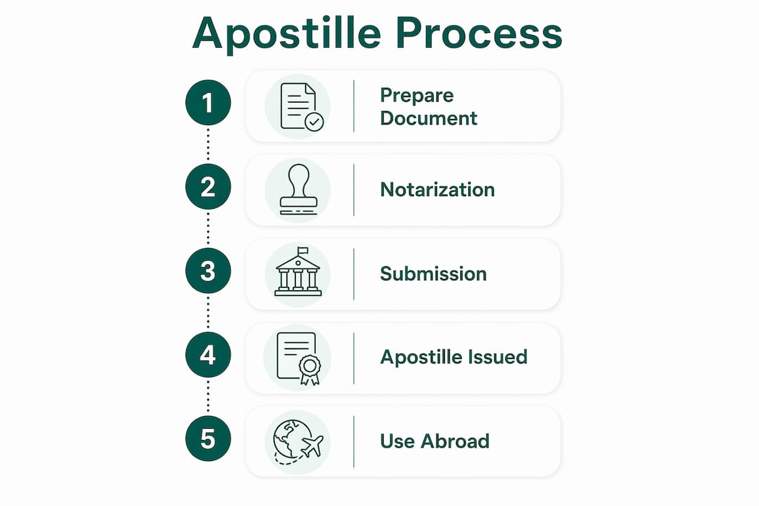 Infographic depicting apostille certification steps